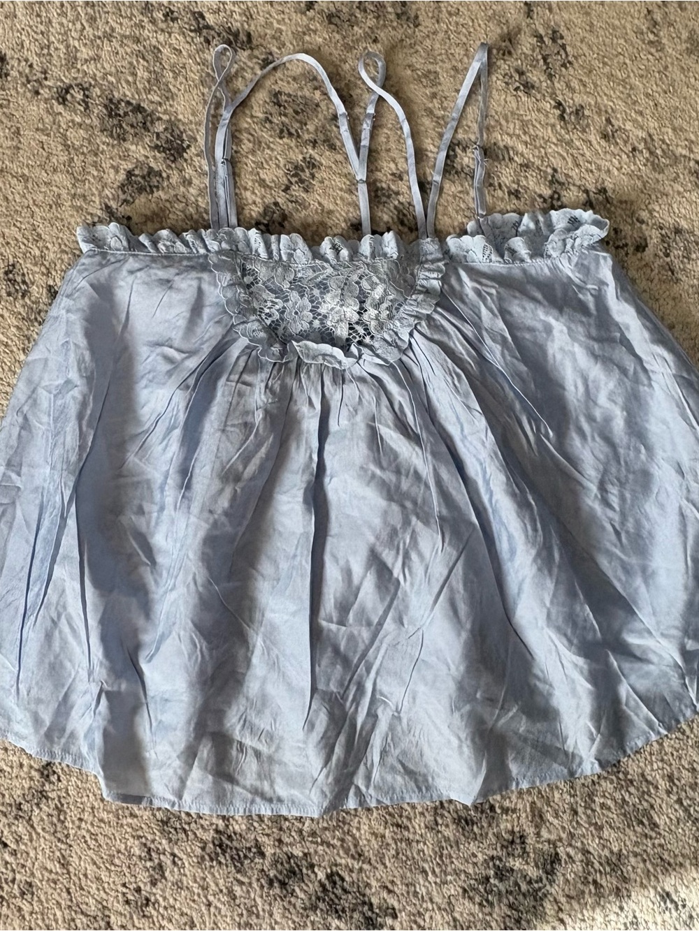 Light Blue Lace-Trim Women's Tank Top